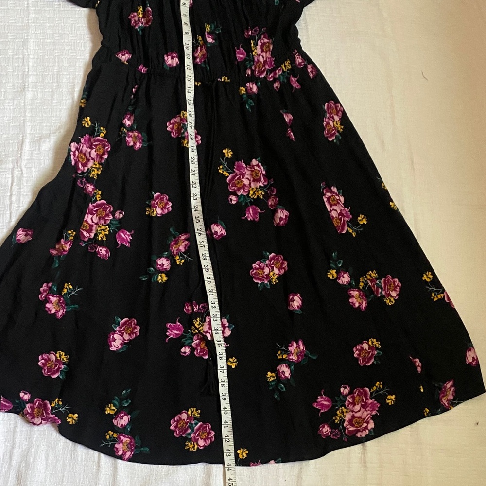 Torrid Black Midi Dress with Pink Floral Design - Picture 9 of 10